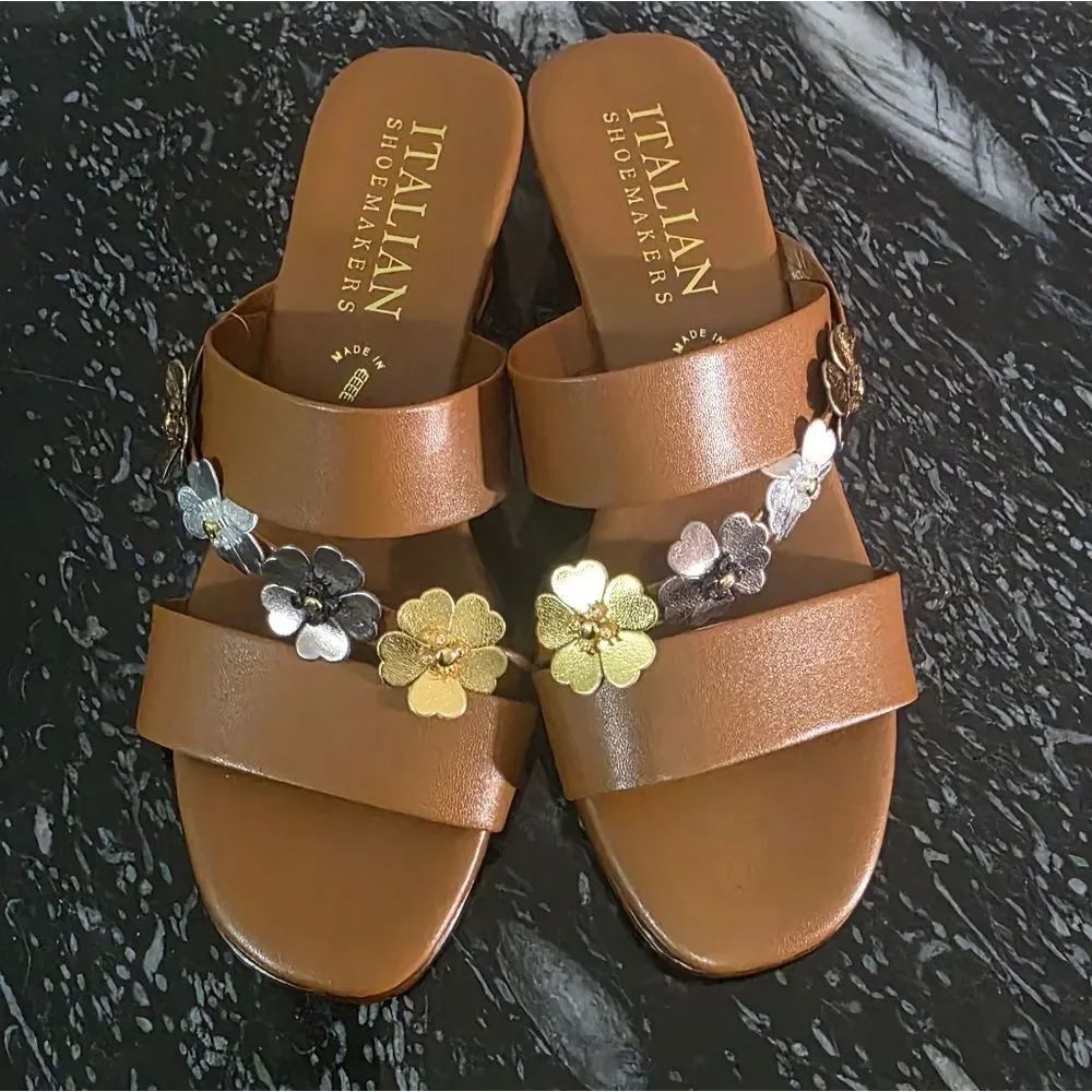 BRAND NEW ITALIAN SHOEMAKERS FLORAL WOMEN'S DESIGN SANDALS